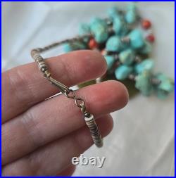 Vintage Native American Turquoise Heishi Spiny Oyster beads Necklace 28L
