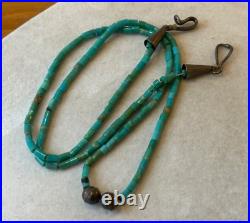 Vintage Native American Turquoise Heishi and Silver Beads 19 Necklace