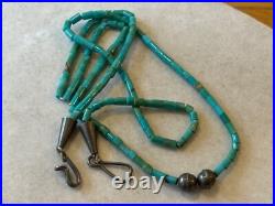 Vintage Native American Turquoise Heishi and Silver Beads 19 Necklace