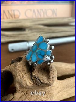 Vintage Native American Turquoise Inlaid Sterling Ring