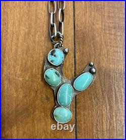 Vintage Native American Turquoise Necklace Sterling Silver Navajo OLD PAWN
