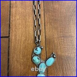 Vintage Native American Turquoise Necklace Sterling Silver Navajo OLD PAWN