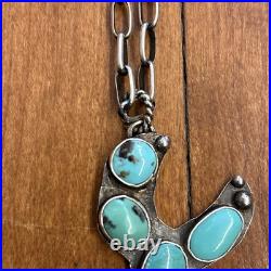 Vintage Native American Turquoise Necklace Sterling Silver Navajo OLD PAWN