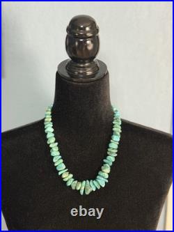 Vintage Native American Turquoise Nugget With Silver Beads Necklace 19