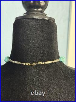 Vintage Native American Turquoise Nugget With Silver Beads Necklace 19