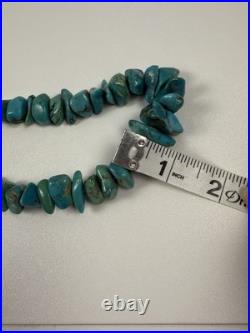 Vintage Native American Turquoise Nugget With Silver Beads Necklace 19