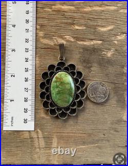 Vintage Native American Turquoise Pendant Signed