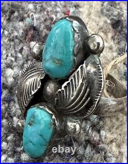 Vintage Native American Turquoise Ring Sterling Silver Signed Simplicio Size 7