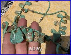 Vintage Native American Turquoise Signed Santo Domingo Kewa Sterling Necklace