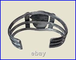 Vintage Native American Turquoise Silver Bracelet Signed 44g