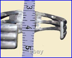 Vintage Native American Turquoise Silver Bracelet Signed 44g