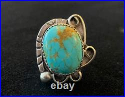 Vintage Native American Turquoise & Silver Ring One-of-a-Kind 16 grams