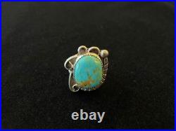Vintage Native American Turquoise & Silver Ring One-of-a-Kind 16 grams
