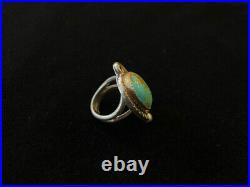 Vintage Native American Turquoise & Silver Ring One-of-a-Kind 16 grams