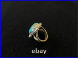 Vintage Native American Turquoise & Silver Ring One-of-a-Kind 16 grams