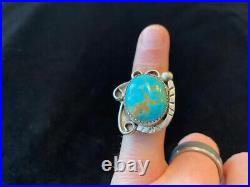 Vintage Native American Turquoise & Silver Ring One-of-a-Kind 16 grams