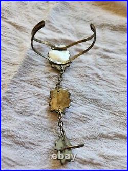 Vintage Native American Turquoise & Silver Slave Bracelet