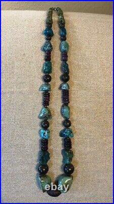 Vintage Native American Turquoise Silver Sugilite Necklace