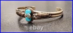 Vintage Native American Turquoise Snake Cuff Bracelet Zuni Effie C Sterling