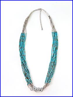 Vintage Native American Turquoise Sterling Inlay Necklaces Earrings Sets 1970's