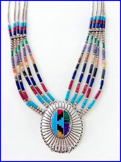 Vintage Native American Turquoise Sterling Inlay Necklaces Earrings Sets 1970's Vintage Native American Turquoise Sterling Inlay Necklaces Earrings Sets 1970's