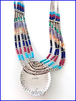 Vintage Native American Turquoise Sterling Inlay Necklaces Earrings Sets 1970's Vintage Native American Turquoise Sterling Inlay Necklaces Earrings Sets 1970's