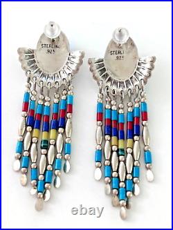 Vintage Native American Turquoise Sterling Inlay Necklaces Earrings Sets 1970's