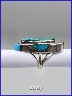 Vintage Native American Turquoise Sterling Silver Chunky Ring Size 7 3/4