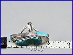 Vintage Native American Turquoise Sterling Silver Chunky Ring Size 7 3/4