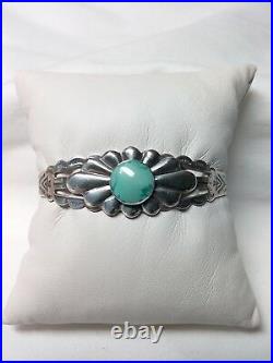 Vintage Native American Turquoise & Sterling Silver Cuff Bracelet