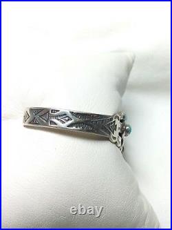 Vintage Native American Turquoise & Sterling Silver Cuff Bracelet