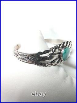 Vintage Native American Turquoise & Sterling Silver Cuff Bracelet