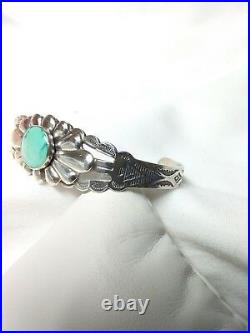 Vintage Native American Turquoise & Sterling Silver Cuff Bracelet