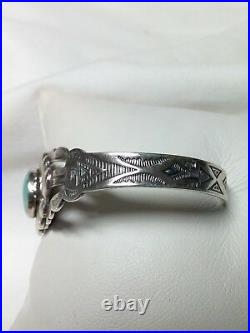 Vintage Native American Turquoise & Sterling Silver Cuff Bracelet