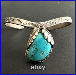 Vintage Native American Turquoise Sterling Silver Cuff Bracelet 6-1/4 #313