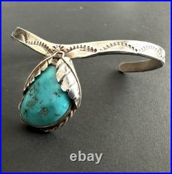 Vintage Native American Turquoise Sterling Silver Cuff Bracelet 6-1/4 #313