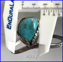 Vintage Native American Turquoise Sterling Silver Cuff Bracelet 6-1/4 #313