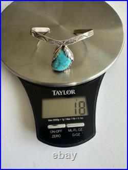 Vintage Native American Turquoise Sterling Silver Cuff Bracelet 6-1/4 #313