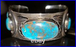 Vintage Native American Turquoise Sterling Silver Cuff Bracelet Signed