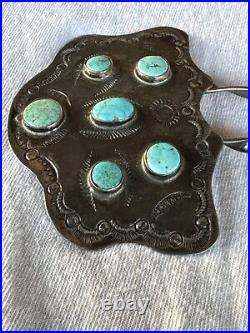 Vintage Native American Turquoise Sterling Silver Hair Clip 34.5 Grams