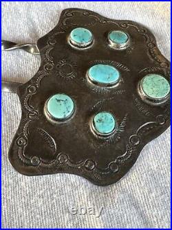 Vintage Native American Turquoise Sterling Silver Hair Clip 34.5 Grams