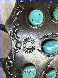 Vintage Native American Turquoise Sterling Silver Hair Clip 34.5 Grams