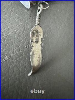 Vintage Native American Turquoise Sterling Silver Replica Bear Claw Pendant