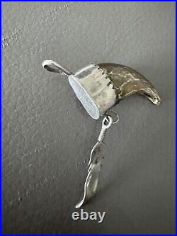 Vintage Native American Turquoise Sterling Silver Replica Bear Claw Pendant