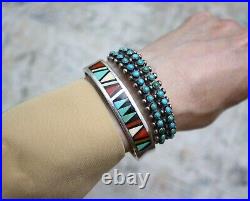 Vintage Native American Turquoise Sterling Silver Vintage Cuff Bracelet