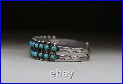 Vintage Native American Turquoise Sterling Silver Vintage Cuff Bracelet