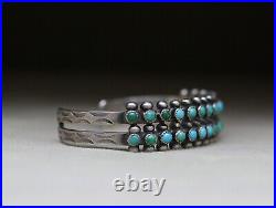 Vintage Native American Turquoise Sterling Silver Vintage Cuff Bracelet