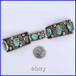 Vintage Native American Turquoise Watch Bracelet in Sterling Silver