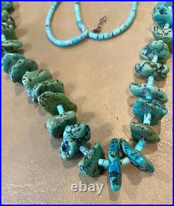 Vintage Native American Turquoise and Heishi Nugget Necklace