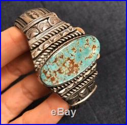 Vintage Native American Turquoise and Sterling Silver Cuff Bracelet